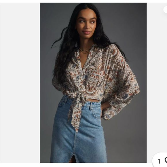 Anthropologie Tie-Front Blouse Top Sz-Med
Women's Casual Long Sleeve Boho NWT - Picture 6 of 7